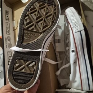 Converse Low Top Optical White and Red Sneakers